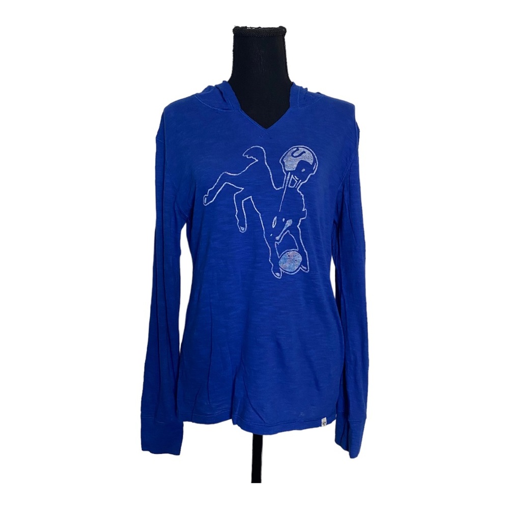 Forty Seven Brand Indianapolis Colts Long-Sleeve Hooded Tee - Size M, Royal Blue